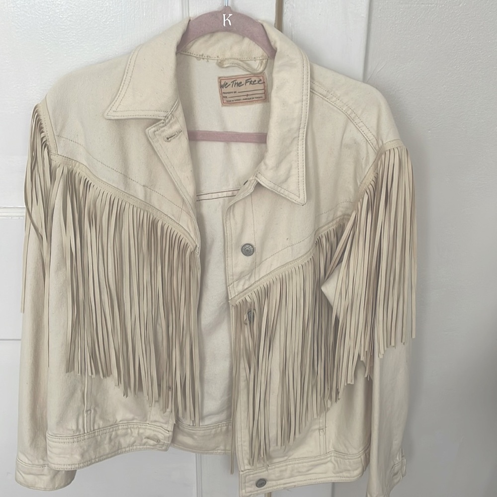 Free People Denim Fringe Jacket